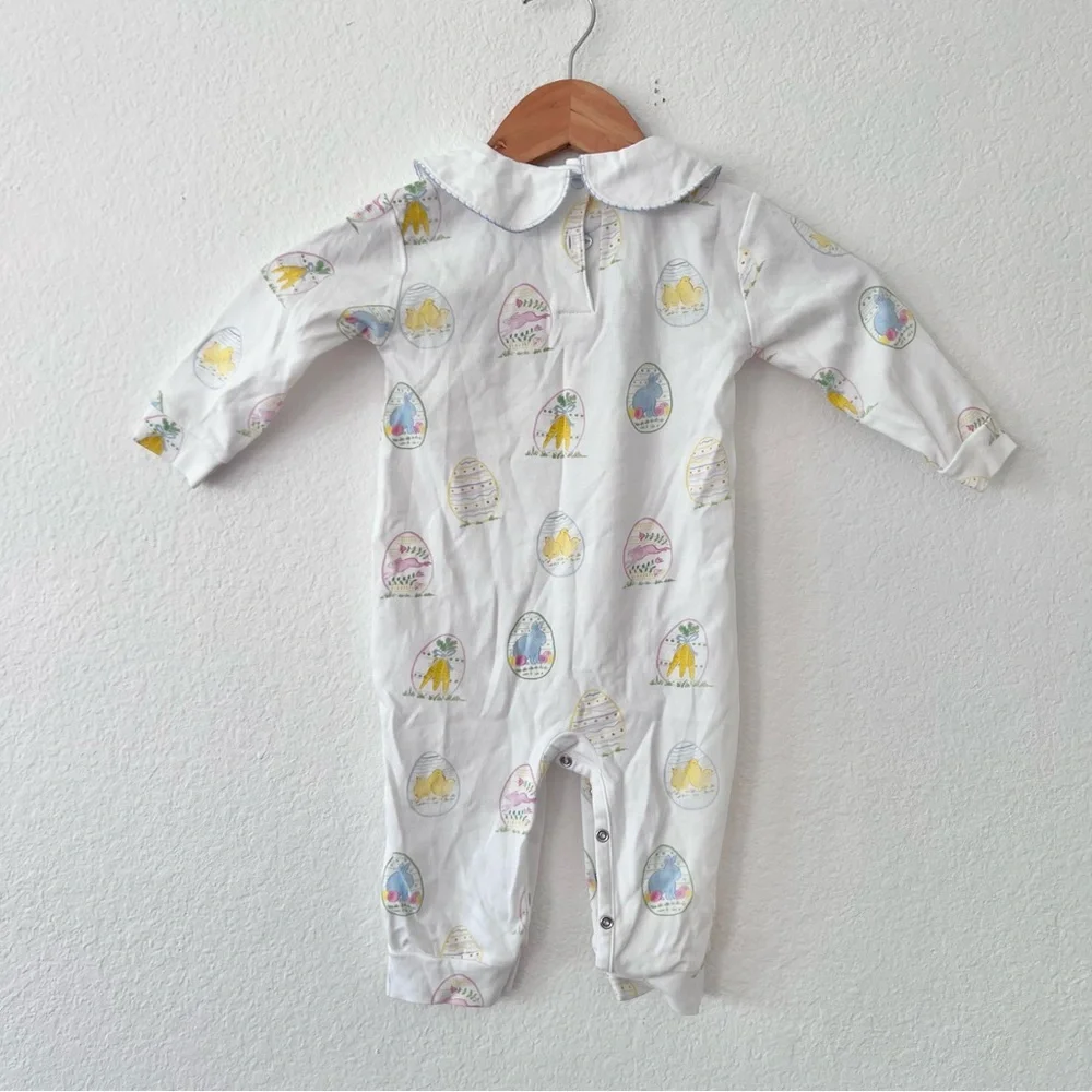 Little English 100% Pima Cotton Easter Eggs Printed Playsuit Sz 18M